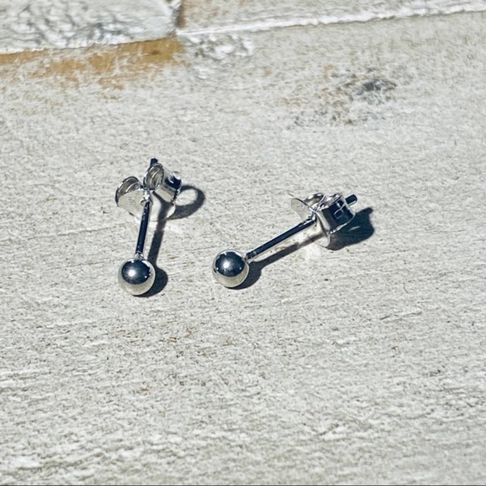 Stamped 925 Sterling Silver Earrings Round Studs Hypoallergenic 5mm, 6mm, 8mm